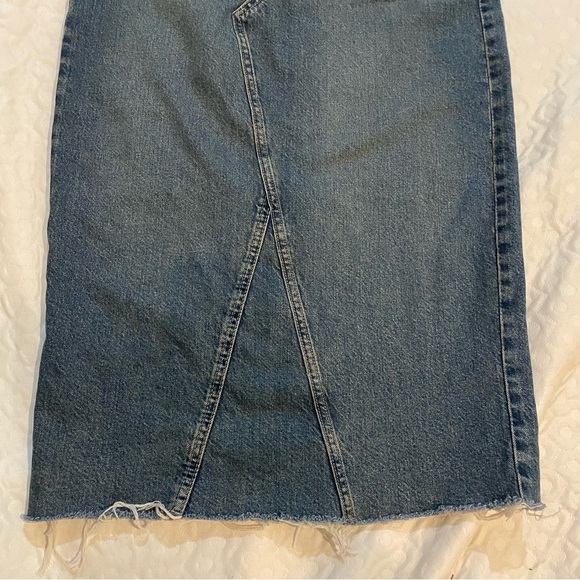 Cotton:On Denim Maxi Shirt Low Waisted Raw Hem Size 2 Boho Cowgirl Blue Jean - Picture 3 of 12